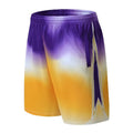Basketball Shorts Men Running Elastic Waist Sportwear Breathable Shorts YellowPurple