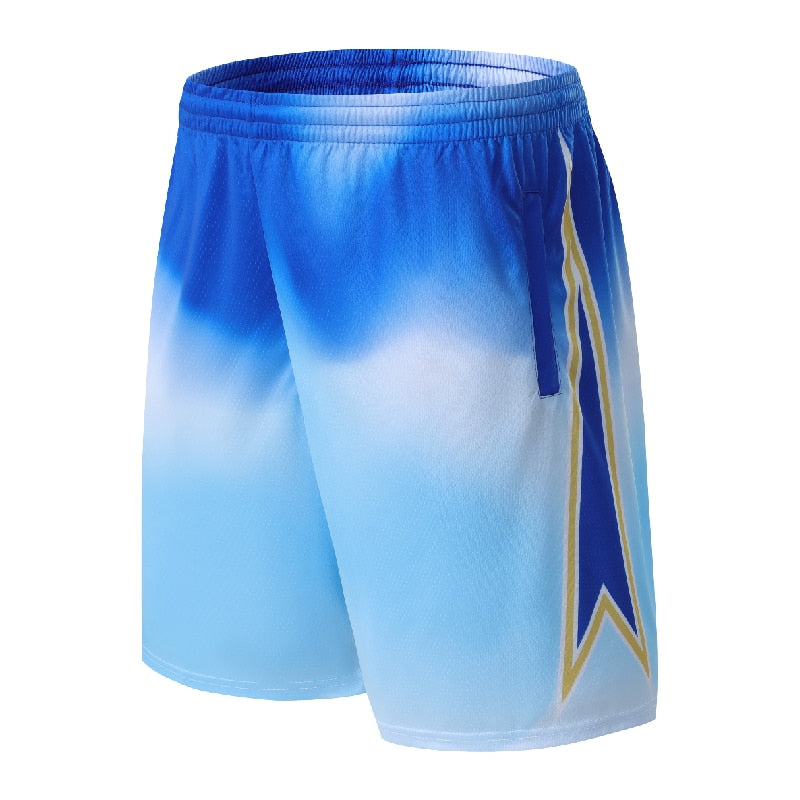 Basketball Shorts Men Running Elastic Waist Sportwear Breathable Shorts Blue