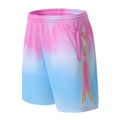 Basketball Shorts Men Running Elastic Waist Sportwear Breathable Shorts BluePink